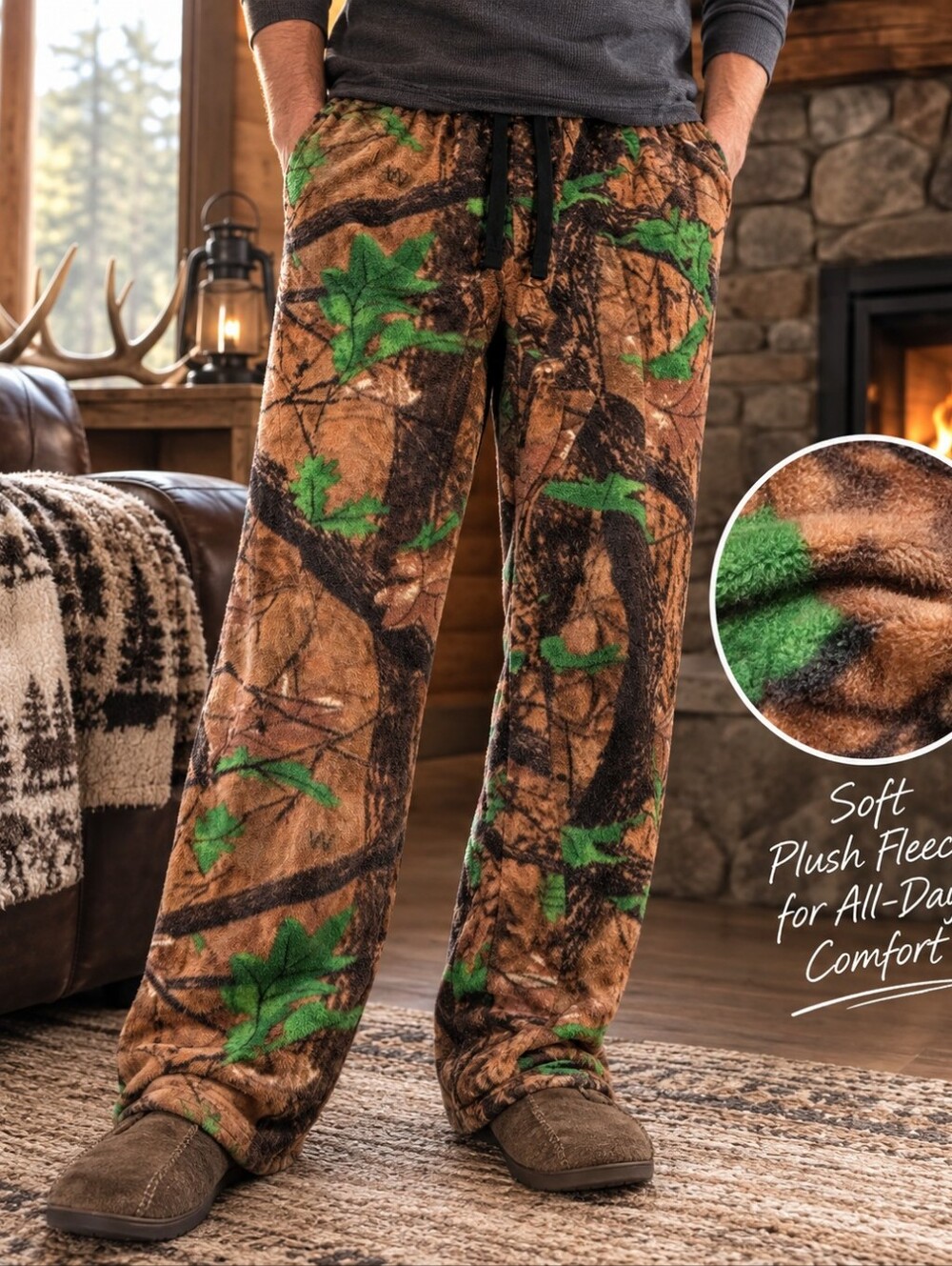 NWT NXP Northern Explosion Camo Fleece Hunting Lounge Pants Large